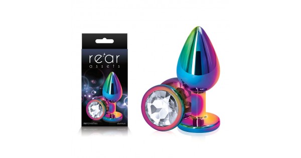 Rear Assets Multicoloured Butt Plug Medium Round Clear Gem The